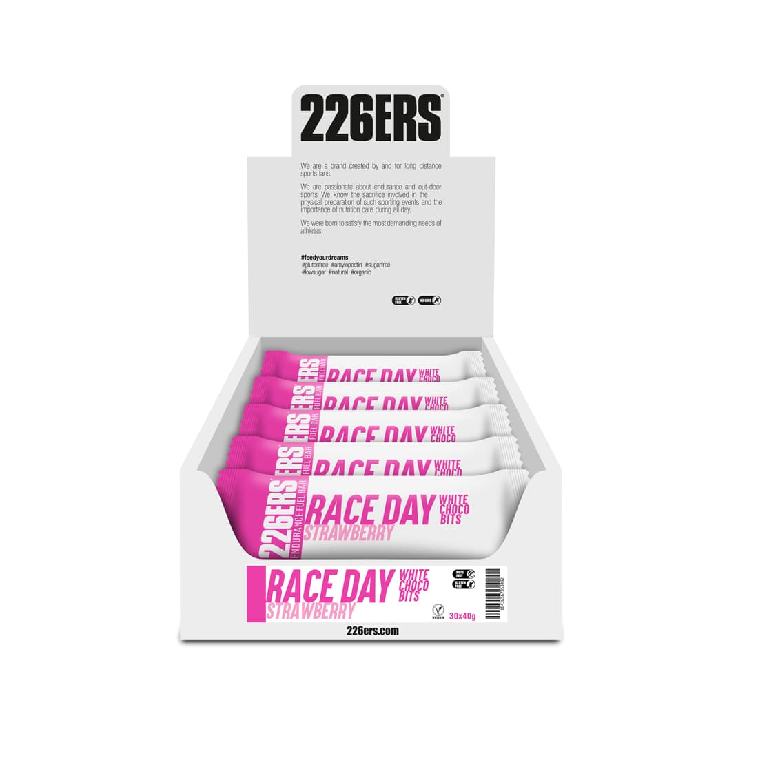 Энергетический батончик Race Day Choco bits "БЕЛЫЙ ШОКОЛАД И КЛУБНИКА" (40гр / BOX - 30) |226ERS|